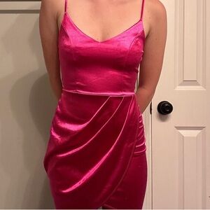 Elegant Pink Satin Dress